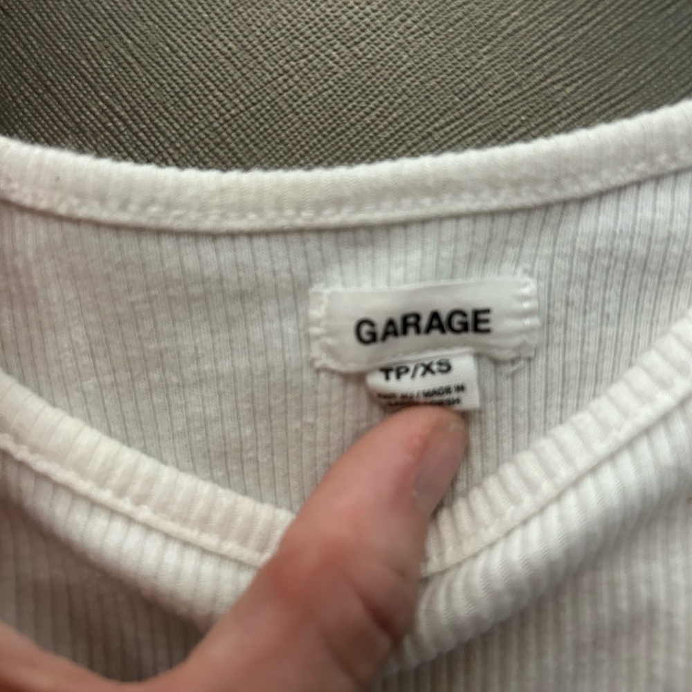 White Cropped Garage Tank - Picture 2 of 2
